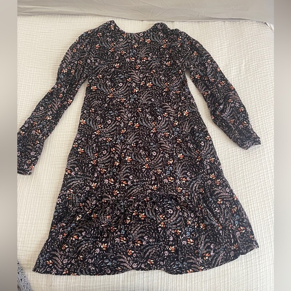 Anthropologie Maeve Black Floral mini Dress 3/4 length sleeve size small v-neck - Picture 9 of 10